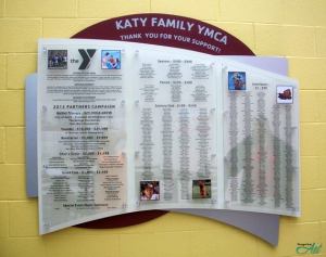 Katy Houston YMCA Changeable Donor Display by RecognitionArt 1