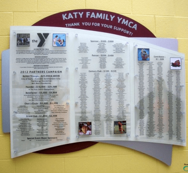 Katy Houston YMCA Changeable Donor Display by RecognitionArt 1